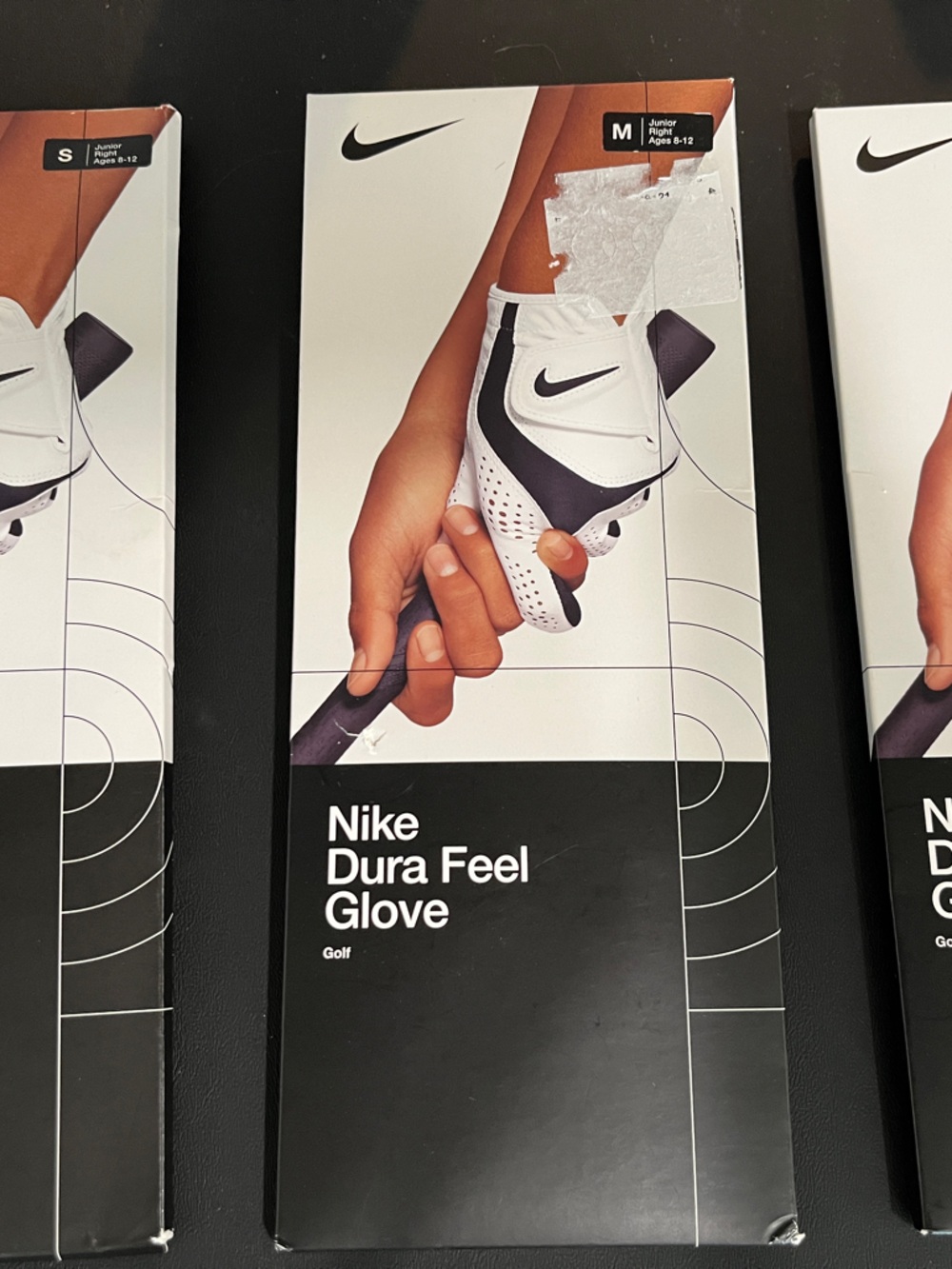 Nike Dura Feel Kids Golf Glove Set - White/Black Ages 8-12
